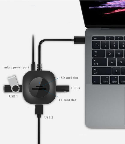 พอร์ต USB 3 พอร์ต + เครื่องอ่านการ์ด TF/SD คอมพิวเตอร์โน้ตบุ๊คตัวแยกฮับความเร็วสูง, H25-2.0, H25-3.0