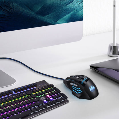 GAMING BLOODBAT GM02 7 ปุ่ม USB สายออปโตอิเล็กทรอนิกส์เกมเมาส์ระบบทางเดินหายใจแบบดิจิตอลไฟเมาส์