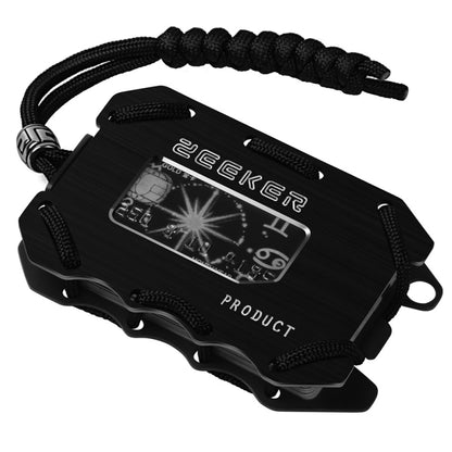 ZEEKER ที่ใส่บัตรโลหะ RFID กระเป๋าสตางค์มัลติฟังก์ชั่น EDC ความจุขนาดใหญ่ผู้ถือบัตร Minimalist พร้อมฟังก์ชั่นเปิดขวด, Red, Green, Blue, Black, Grey, Black Brushed