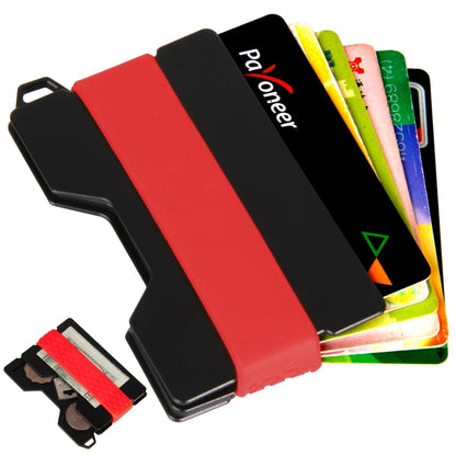 ที่ใส่บัตรอลูมิเนียมอัลลอยด์ป้องกันการโจรกรรม EDC Wallet Coin Storage Box ที่ใส่คีย์การ์ด, Red, Blue, Black, Grey