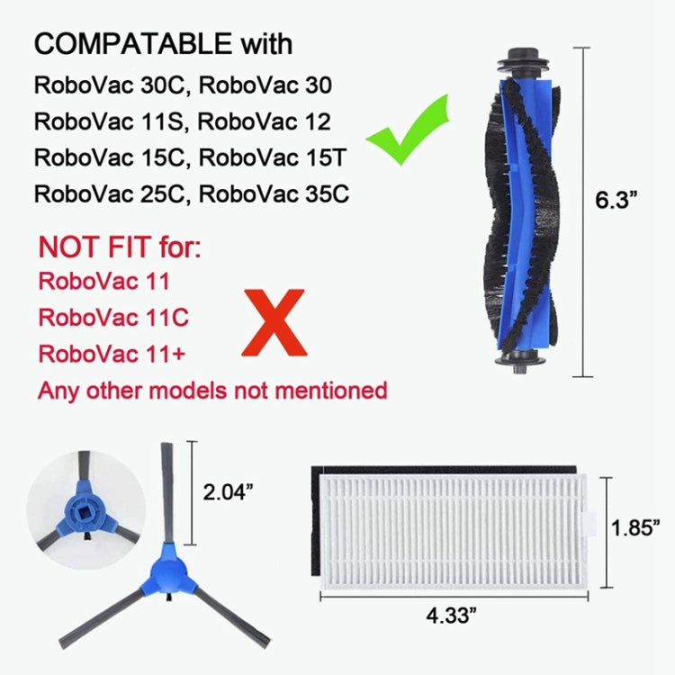 อุปกรณ์เสริมเครื่องกวาดพื้นสำหรับ Eufy RoboVac 11S/15T/30/30C/15C/12/35C, 26PCS/Set
