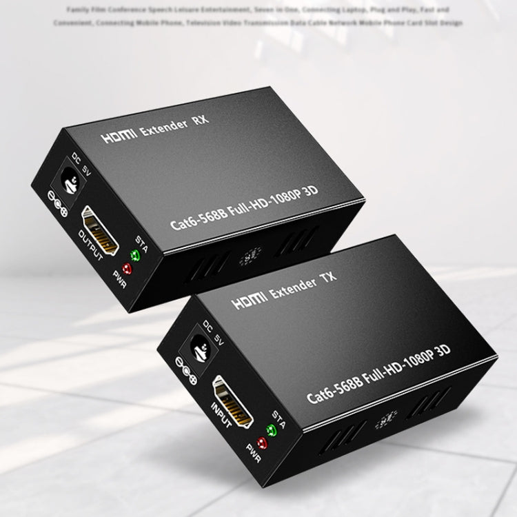 1 คู่ HW-YD60 HDMI Extender 1080P เครื่องขยายสัญญาณ, ระยะทางที่มีประสิทธิภาพ: 60m, ปลั๊ก EU