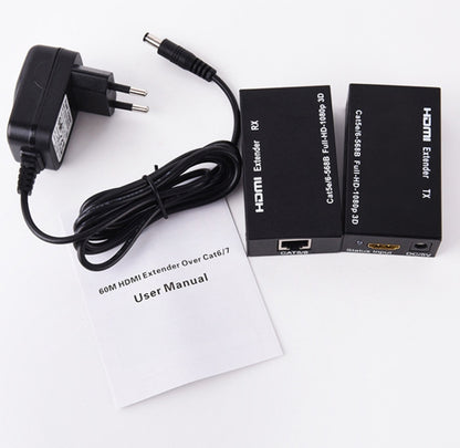 1 คู่ HW-YD60 HDMI Extender 1080P เครื่องขยายสัญญาณ, ระยะทางที่มีประสิทธิภาพ: 60m, ปลั๊ก EU