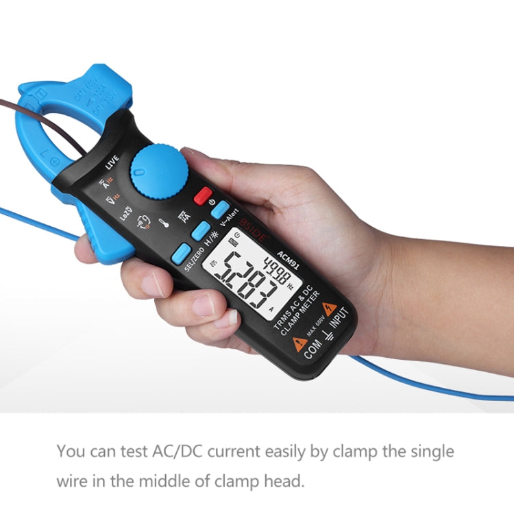 BSIDE ACM91 แคลมป์มิเตอร์ดิจิตอล AC/DC ปัจจุบัน 1mA True RMS เครื่องทดสอบตัวเก็บประจุช่วงอัตโนมัติมัลติมิเตอร์, ACM91 Blue, ACM91 Black, ACM91 Grey