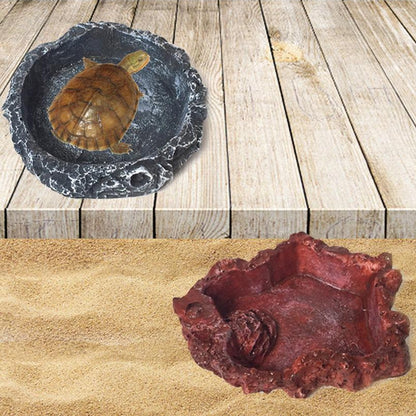 อ่างอาหารสัตว์เลื้อยคลาน เต่า จิ้งจก งู อ่างน้ำ, 3 PCS Little Red Food Bowl, 2 PCS Small Gray Food Bowl, 2 PCS Wood Pattern Food Bowl, 2 PCS Large Food Bowl