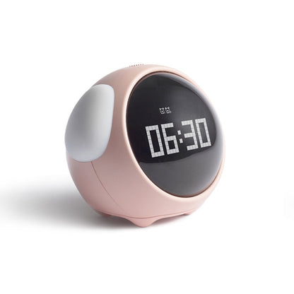นาฬิกาปลุกการ์ตูน Cmart สำหรับห้องนอนเด็กข้างเตียงหลอดไฟ LED ชาร์จนาฬิกาดิจิตอลอิเล็กทรอนิกส์, White (Expression Version), Pink (Expression Version)