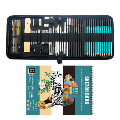 50 in 1 Sketch Pencil Tool Set High-Gloss Metal Pen Carbon Pen Painting Art Set, 50 in 1 Sketch Pencil Tool