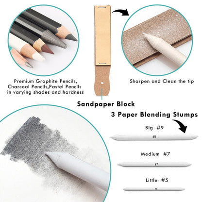 50 in 1 Sketch Pencil Tool Set High-Gloss Metal Pen Carbon Pen Painting Art Set, 50 in 1 Sketch Pencil Tool