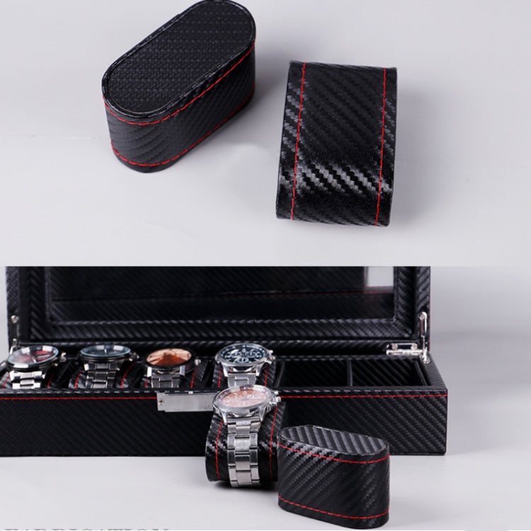 กล่องนาฬิกาหนัง PU คาร์บอนไฟเบอร์กล่องเก็บเครื่องประดับกล่องบรรจุภัณฑ์สไตล์:, 6 Watch Positions, 10 Watch Positions, 12 Watch Positions, 6 + 3 Red Black, Double-layer
