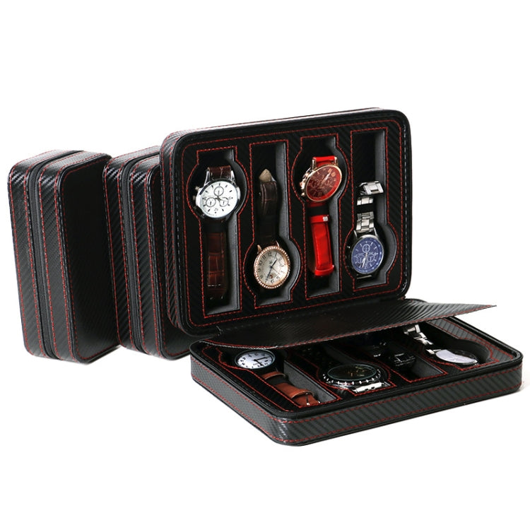 หนัง PU คาร์บอนไฟเบอร์เต็มซิปกระเป๋าใส่นาฬิกากล่องเก็บนาฬิกาสไตล์:, 02 Watch Position, 04 Watch Position, 08 Watch Position Carbon Fiber