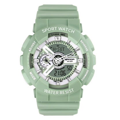SANDA Outdoor Leisure กันน้ำมัลติฟังก์ชั่นาฬิกาอิเล็กทรอนิกส์เรืองแสง
