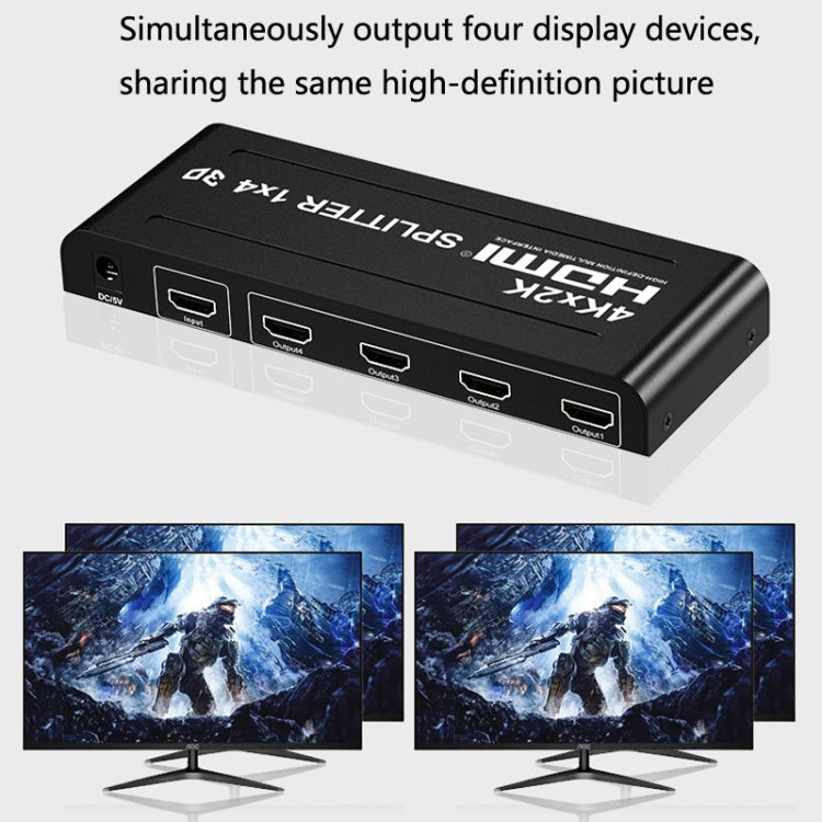 HW-4K104D 1 ถึง 4 4K X 2K Video High-Definition ตัวแยกสัญญาณ HDMI บนหน้าจอ, HW-4K104D