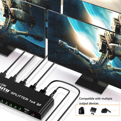 HW-4K104D 1 ถึง 4 4K X 2K Video High-Definition ตัวแยกสัญญาณ HDMI บนหน้าจอ, HW-4K104D