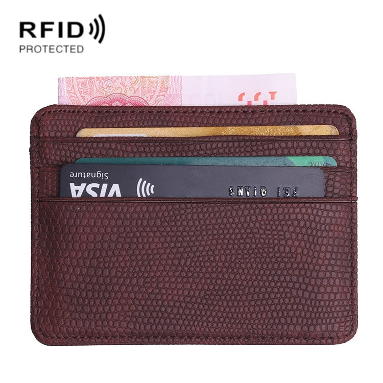 2 PCS KT1002 RFID Function Lizard Pattern Bank Card Holder PU Business Card Case