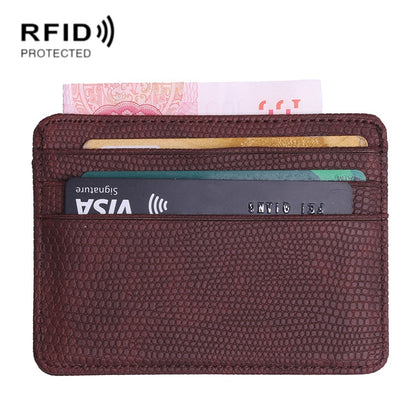 2 PCS KT1002 RFID Function Lizard Pattern Bank Card Holder PU Business Card Case