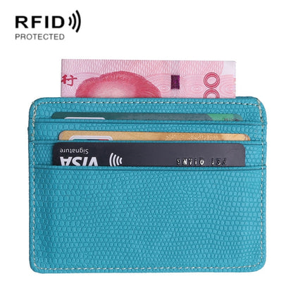 2 PCS KT1002 RFID Function Lizard Pattern Bank Card Holder PU Business Card Case