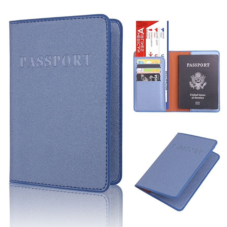 2 PCS MS101 Frosted PU Multi-Card Passport Holder Travel Abroad Passport Card Holder, Blue, Khaki, Pink, Sky Blue, Dirty Yellow, Big Red