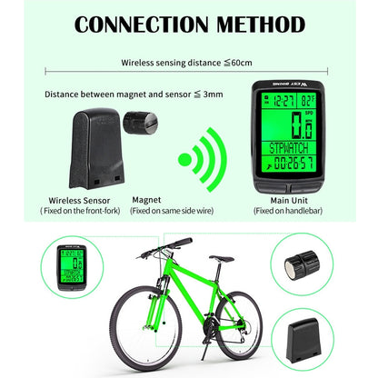 WEST BIKING จักรยาน 5 ภาษา ไฟพื้นหลังกันน้ำ มัลติฟังก์ชั่น เครื่องวัดระยะทางไร้สาย มาตรวัดความเร็ว, 5 Languages