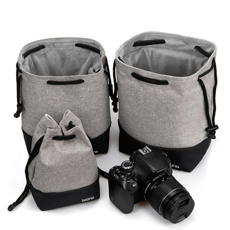 Baona กระเป๋ากล้องกันน้ำ Micro SLR ฝาครอบป้องกัน Drawstring Pouch Bag, Small Gray, Medium Gray, Large Gray