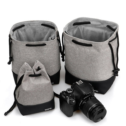 Baona กระเป๋ากล้องกันน้ำ Micro SLR ฝาครอบป้องกัน Drawstring Pouch Bag, Small Gray, Medium Gray, Large Gray