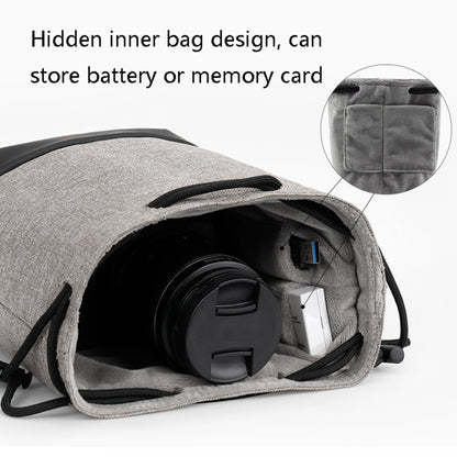 Baona กระเป๋ากล้องกันน้ำ Micro SLR ฝาครอบป้องกัน Drawstring Pouch Bag, Small Gray, Medium Gray, Large Gray