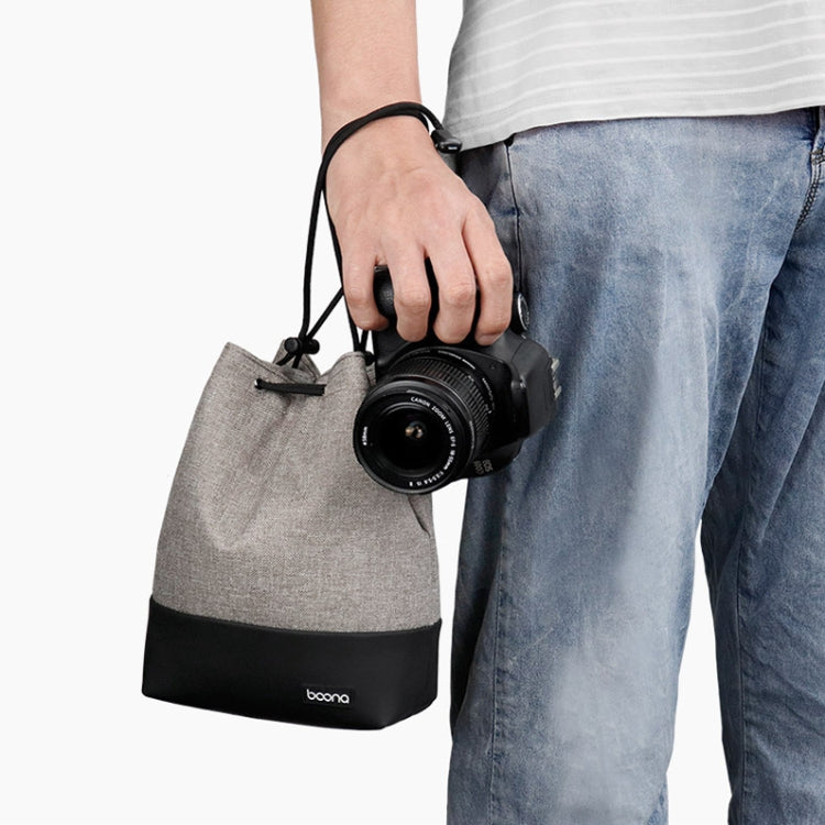 Baona กระเป๋ากล้องกันน้ำ Micro SLR ฝาครอบป้องกัน Drawstring Pouch Bag, Small Gray, Medium Gray, Large Gray