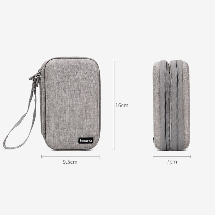 Baona BN-F027 กระเป๋าเก็บฮาร์ดดิสก์แบบพกพาสองชั้น EVA ฝาครอบป้องกันฮาร์ดดิสก์เปลือกแข็ง, Gray, Black