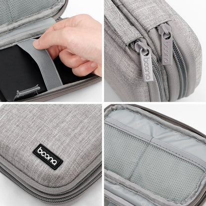 Baona BN-F027 กระเป๋าเก็บฮาร์ดดิสก์แบบพกพาสองชั้น EVA ฝาครอบป้องกันฮาร์ดดิสก์เปลือกแข็ง, Gray, Black