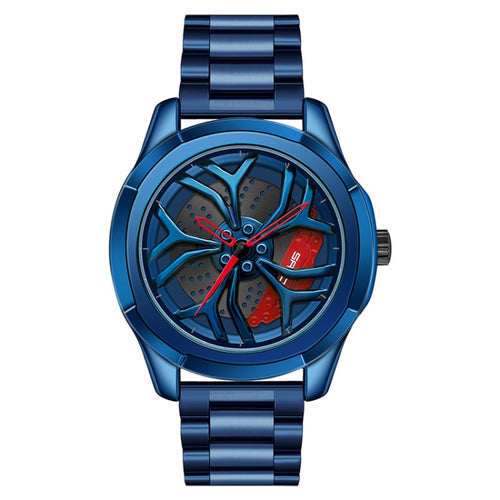 SANDA P1065 Wheel Series นาฬิกาควอทซ์สายเหล็กแบบสบาย ๆ สำหรับผู้ชาย, For Men Blue Red, For Men Black Red, For Men Silver Red, For Men Blue Green, For Men Black Green, For Men Silver Green