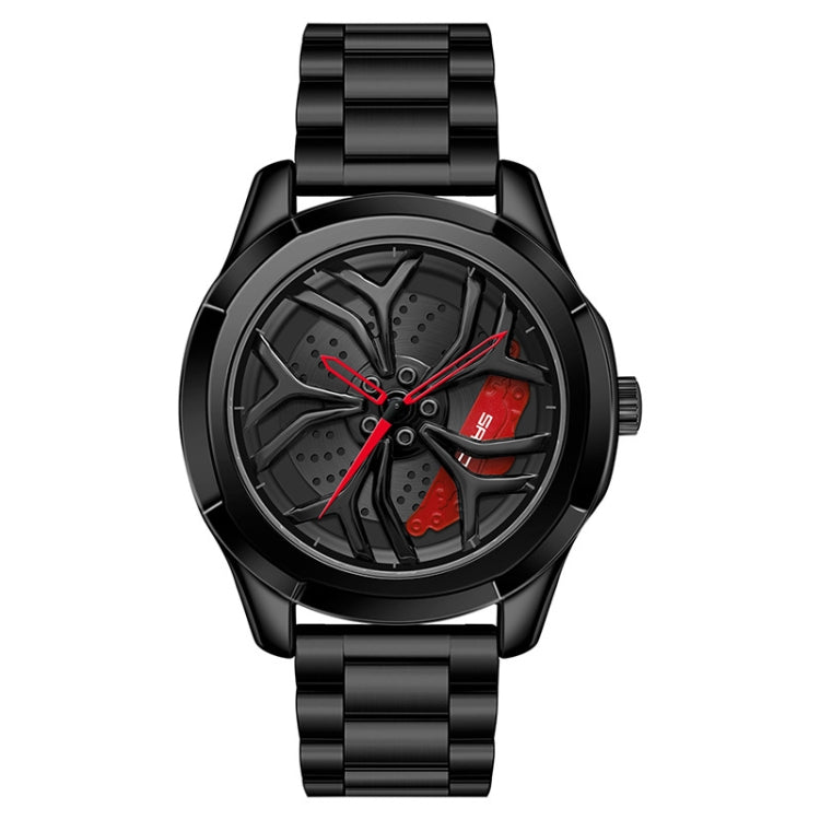 SANDA P1065 Wheel Series นาฬิกาควอทซ์สายเหล็กแบบสบาย ๆ สำหรับผู้ชาย, For Men Blue Red, For Men Black Red, For Men Silver Red, For Men Blue Green, For Men Black Green, For Men Silver Green