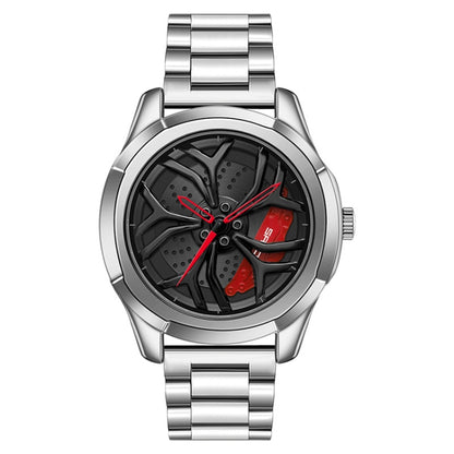 SANDA P1065 Wheel Series นาฬิกาควอทซ์สายเหล็กแบบสบาย ๆ สำหรับผู้ชาย, For Men Blue Red, For Men Black Red, For Men Silver Red, For Men Blue Green, For Men Black Green, For Men Silver Green