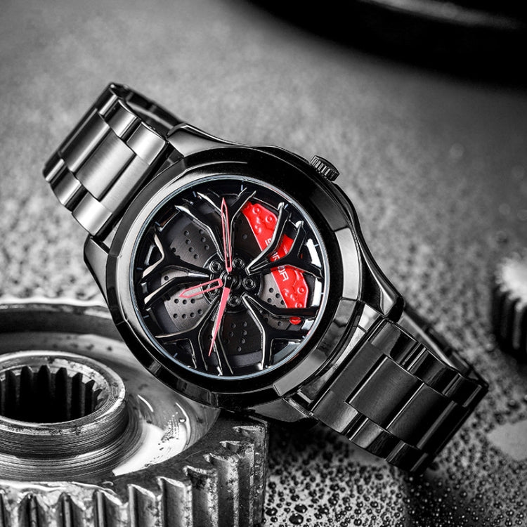 SANDA P1065 Wheel Series นาฬิกาควอทซ์สายเหล็กแบบสบาย ๆ สำหรับผู้ชาย, For Men Blue Red, For Men Black Red, For Men Silver Red, For Men Blue Green, For Men Black Green, For Men Silver Green