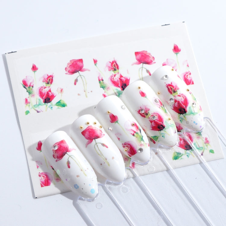 5 PCS Flamingo สติ๊กเกอร์เล็บสติ๊กเกอร์น้ำน่ารักสัตว์กระต่ายนกฮูก Wraps Flora ลายน้ำกาวตกแต่งเล็บ