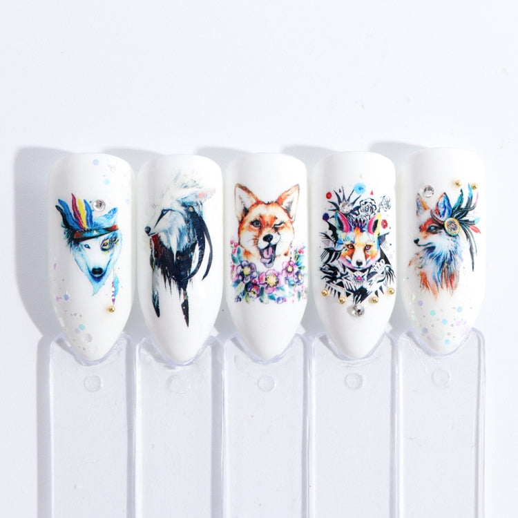 5 PCS Flamingo สติ๊กเกอร์เล็บสติ๊กเกอร์น้ำน่ารักสัตว์กระต่ายนกฮูก Wraps Flora ลายน้ำกาวตกแต่งเล็บ