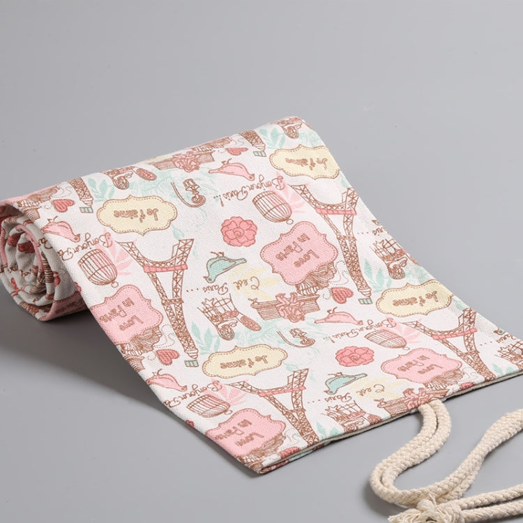 Tower Canvas Handmade Pen Curtain Roll Pen Bag Sketch Color Pencil Bag, 12 Holes, 24 Holes, 36  Holes, 48  Holes, 72 Holes
