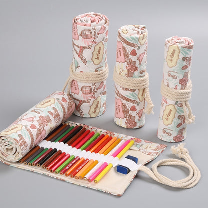 Tower Canvas Handmade Pen Curtain Roll Pen Bag Sketch Color Pencil Bag, 12 Holes, 24 Holes, 36  Holes, 48  Holes, 72 Holes