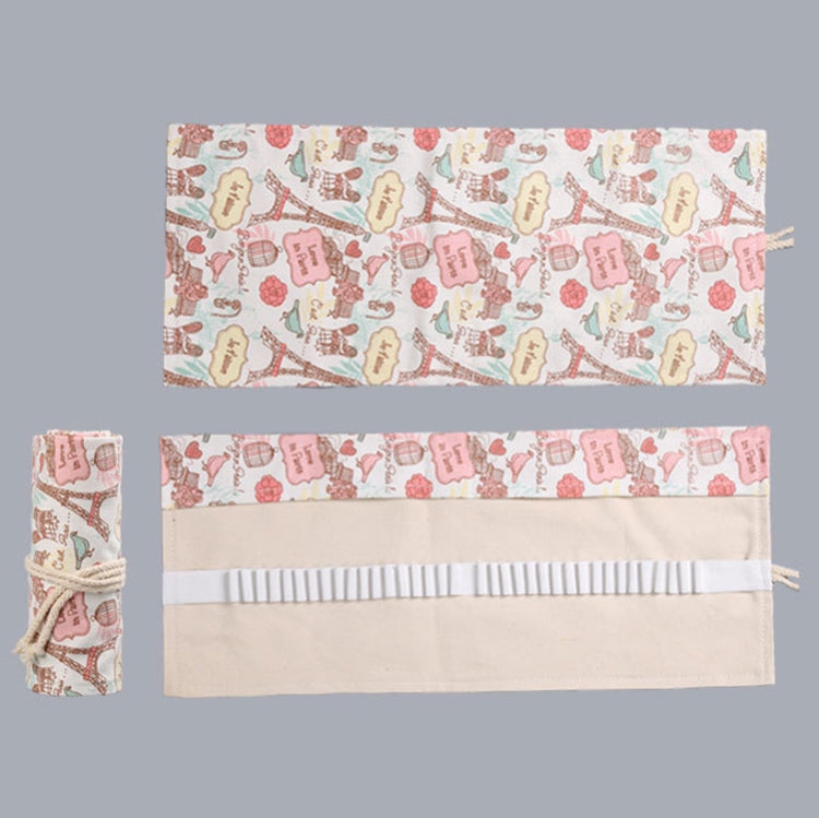 Tower Canvas Handmade Pen Curtain Roll Pen Bag Sketch Color Pencil Bag, 12 Holes, 24 Holes, 36  Holes, 48  Holes, 72 Holes
