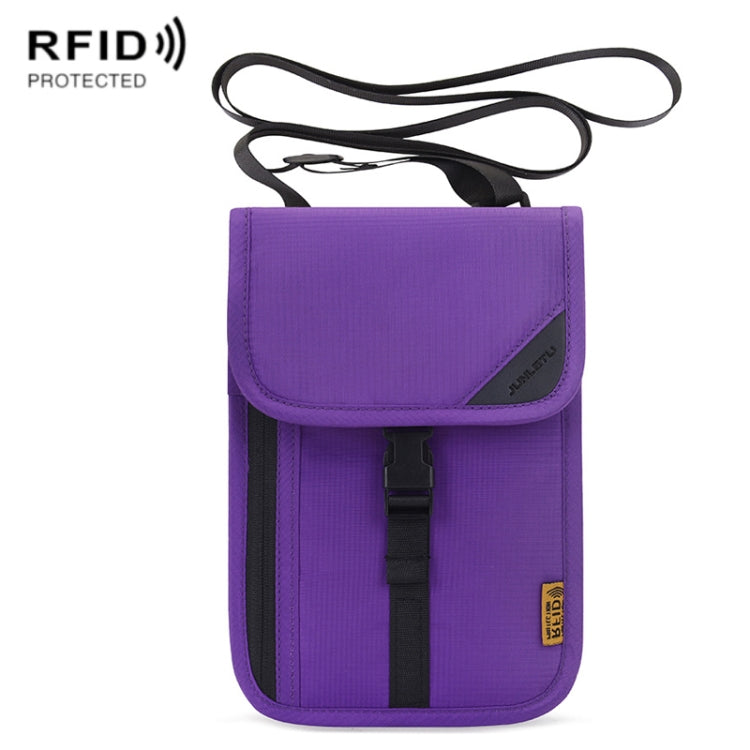 1062 กระเป๋าใส่หนังสือเดินทางเดินทาง RFID ที่ใส่เอกสารมัลติฟังก์ชั่นแขวนคอเคสป้องกันตั๋ว, 1062 Blue, 1062 Purple, 1062 Black, 1062 Light Grey, 1062 Gray, 1062 Rose Red