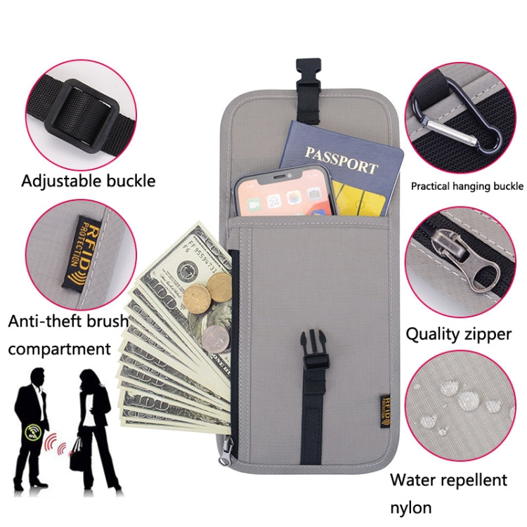 1062 กระเป๋าใส่หนังสือเดินทางเดินทาง RFID ที่ใส่เอกสารมัลติฟังก์ชั่นแขวนคอเคสป้องกันตั๋ว, 1062 Blue, 1062 Purple, 1062 Black, 1062 Light Grey, 1062 Gray, 1062 Rose Red