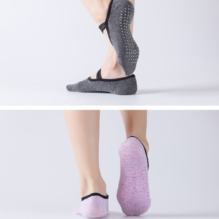 ถุงเท้าโยคะบัลเล่ต์ผ้าฝ้ายเปลือยพร้อมสายรัด, One Size