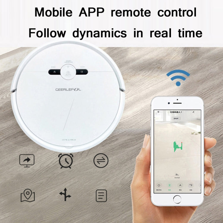 GEERLEPOL Smart Home หุ่นยนต์กวาดเติมอัตโนมัติ, การกำหนดค่าสูงรองรับแอพโทรศัพท์มือถือ, White, Black