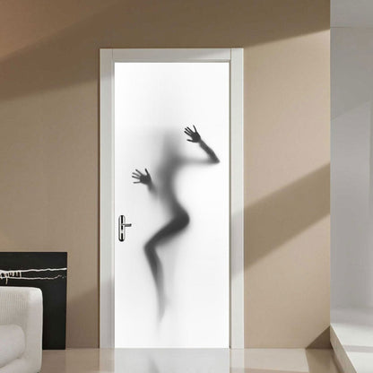 2 ชิ้น/เซ็ต Silhouette ประตู Art Decor บ้านสร้างสรรค์ DIY 3D ประตูสติกเกอร์รูปแบบสำหรับผนังห้องตกแต่งประตูบ้านตกแต่ง, 3D Door Sticker