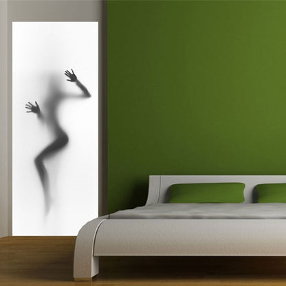 2 ชิ้น/เซ็ต Silhouette ประตู Art Decor บ้านสร้างสรรค์ DIY 3D ประตูสติกเกอร์รูปแบบสำหรับผนังห้องตกแต่งประตูบ้านตกแต่ง, 3D Door Sticker
