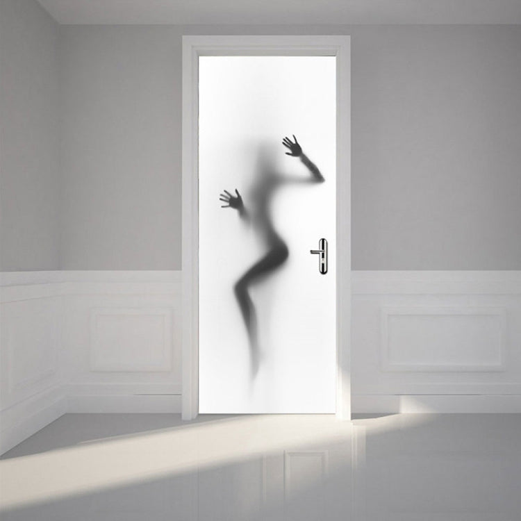 2 ชิ้น/เซ็ต Silhouette ประตู Art Decor บ้านสร้างสรรค์ DIY 3D ประตูสติกเกอร์รูปแบบสำหรับผนังห้องตกแต่งประตูบ้านตกแต่ง, 3D Door Sticker