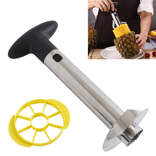 2 ชิ้นสแตนเลสสับปะรดปอกเครื่องตัดผลไม้ตัดครัวเครื่องมือ, Pineapple Corer Slicer (Black handle), Pineapple Corer Slicer (Yellow handle)