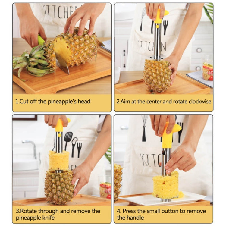 2 ชิ้นสแตนเลสสับปะรดปอกเครื่องตัดผลไม้ตัดครัวเครื่องมือ, Pineapple Corer Slicer (Black handle), Pineapple Corer Slicer (Yellow handle)