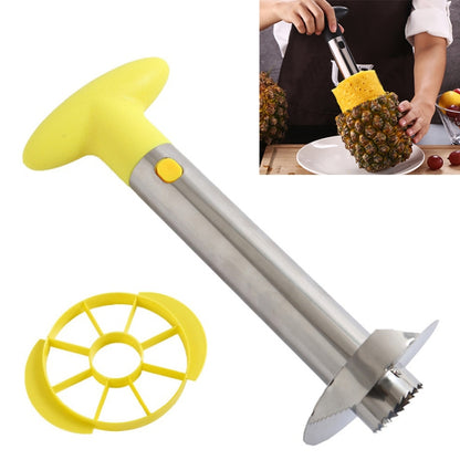 2 ชิ้นสแตนเลสสับปะรดปอกเครื่องตัดผลไม้ตัดครัวเครื่องมือ, Pineapple Corer Slicer (Black handle), Pineapple Corer Slicer (Yellow handle)