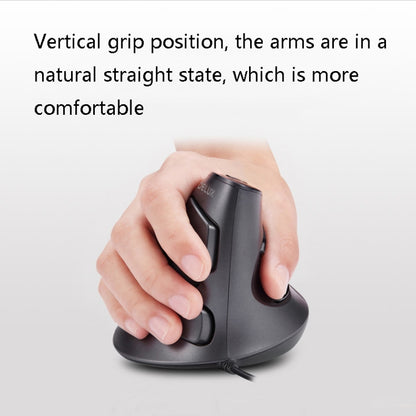 DELUX M618 6-Keys Vertical Handheld Mouse เมาส์แบบมีสายตามหลักสรีรศาสตร์, ความยาวสายเคเบิล: 1.5 ม., Wired