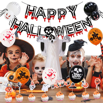 ลูกโป่งฮาโลวีนตั้งแบนเนอร์สีเลือดสามมิติตกแต่งปาร์ตี้ผี, Blood Deskcloth Set, Pumpkin Tablecloth set, Honeycomb Ball 1, Honeycomb Ball 2