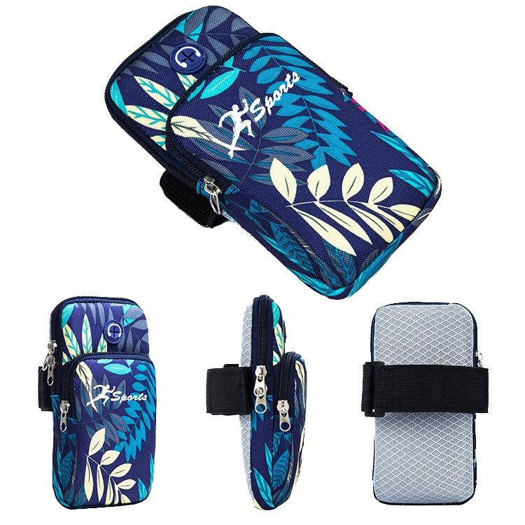 2 PCS B026 กระเป๋าคล้องแขนใส่โทรศัพท์มือถือกีฬา Yoga กระเป๋าใส่โทรศัพท์มือถือ Specification:, Small (Leaves Blue), Large (Leaves Blue), Small (Leaves Orange), Large (Leaves Orange)